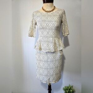 Ella Moss Polka Dot Peplum White And Black Dress. Size XS